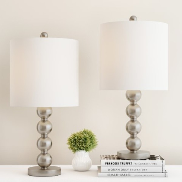 Hastings Home Hastings Home Stacked Ball Table Lamp Set, Silver 439479ZWR
